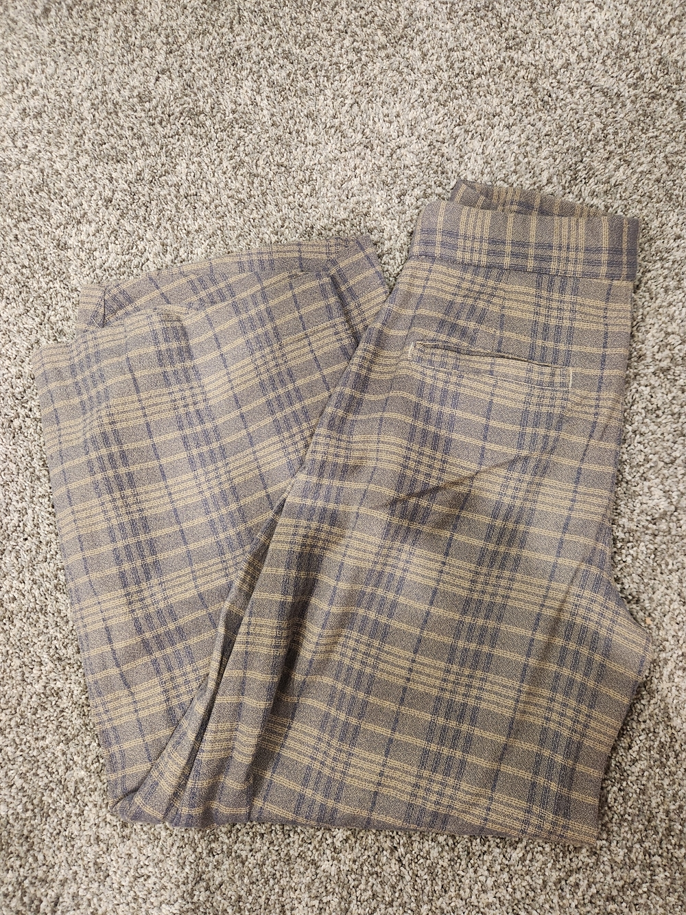 Women's Plaid Dress Pants - Beige and Gray